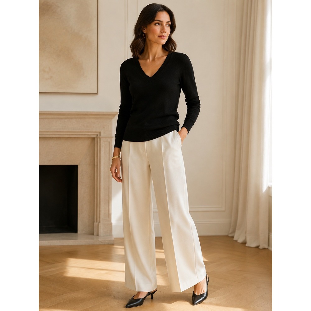 Antonio Melani Women S Black 100% Cashmere V-Neck Sweater Quiet Luxury